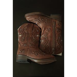 Roper Girls 6 Western Faith Boot Brown Cross Cowgirl Vintage Style Boot